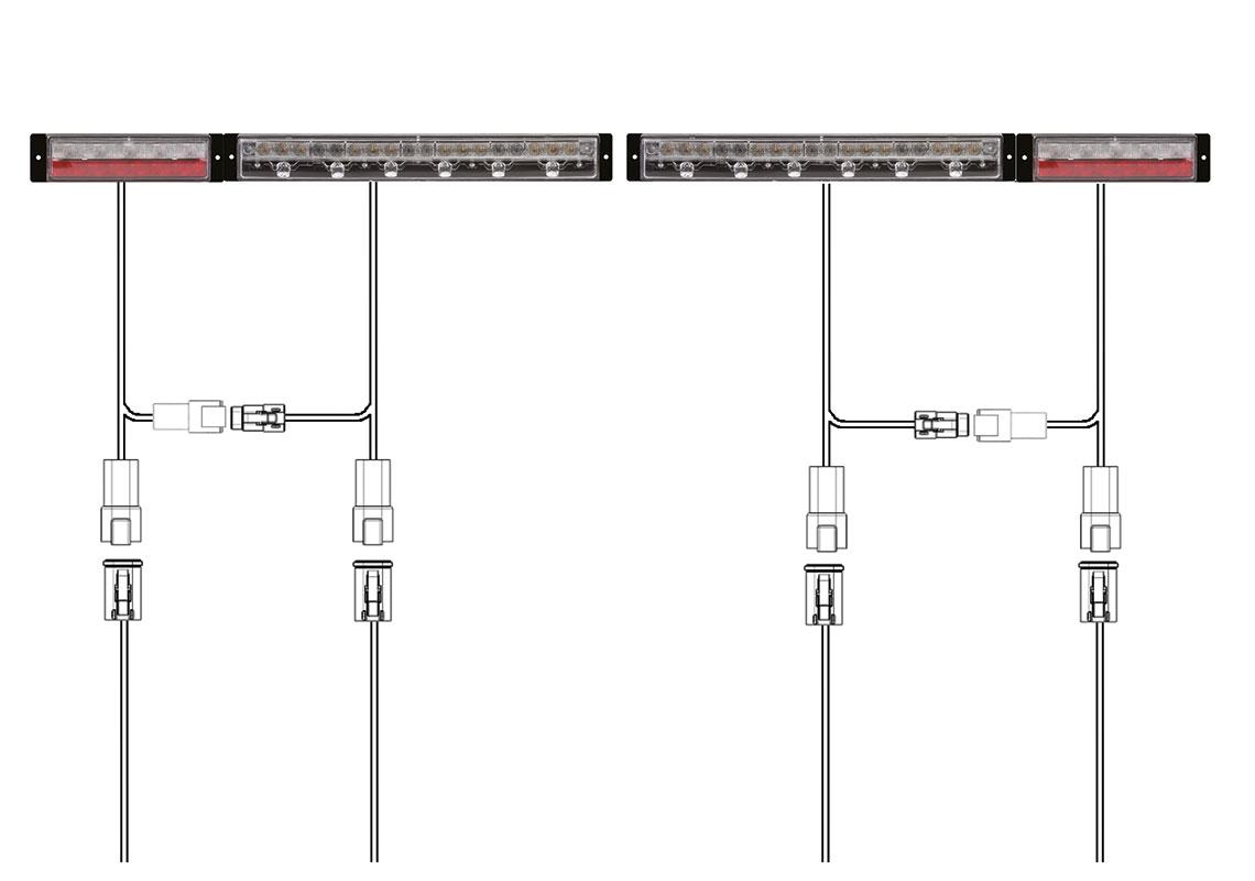 Kit LED + Gauche/Droit avec fixation par l'avant et câblage